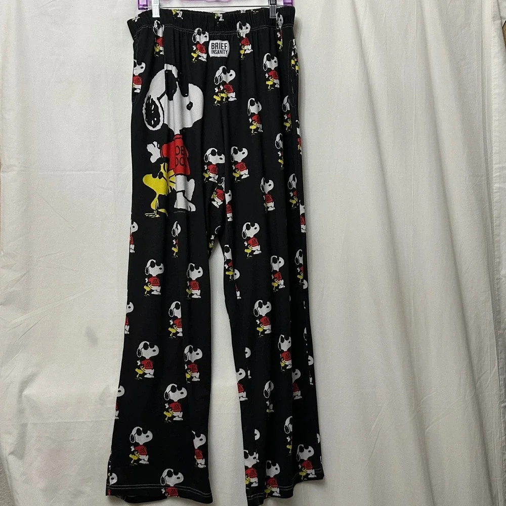 Brief Insanity Joe Cool Snoopy Peanuts Pajama Lounge Pants Black Women XXL